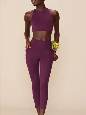 Purple Girlfriend collective top and biker shorts set
